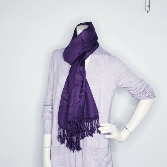 Women Pashmina Purple Wrap Scarf (scarf only) - Picture 4 of 8